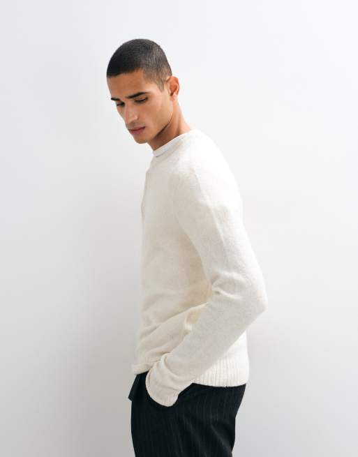 Brave Soul Studio jersey de punto con cuello panadero en jaspeado avena, 4 de 9