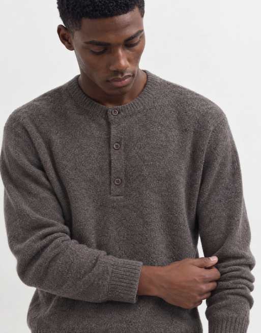 Brave Soul Studio jersey de punto con cuello panadero en marrón jaspeado, 10 de 11