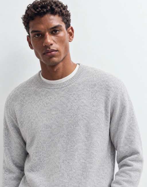 Brave Soul Studio maglione girocollo grigio mélange, 10 di 10