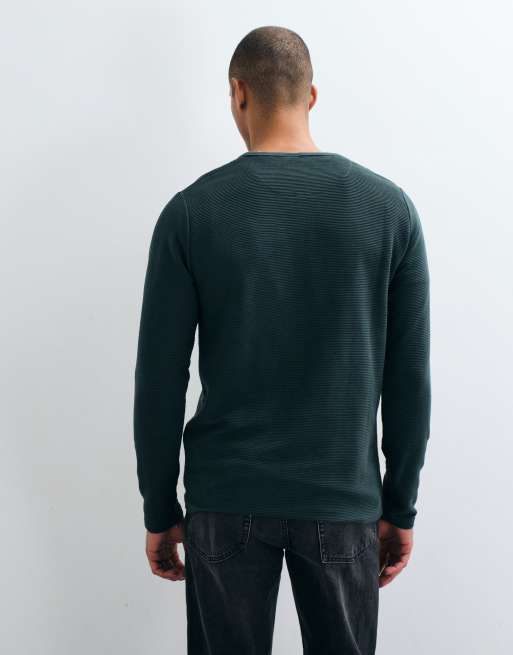 Brave Soul Studio Waffel-Henley-Top in Dunkelgrün, 4 von 5