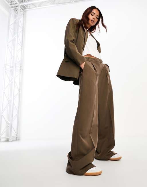 Brave Soul suit trousers co ord in brown