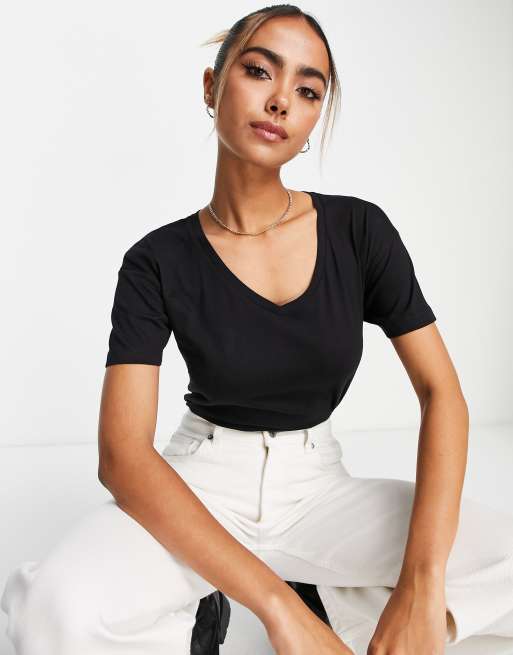 Brave Soul - Suny - T-shirt nera con scollo a V