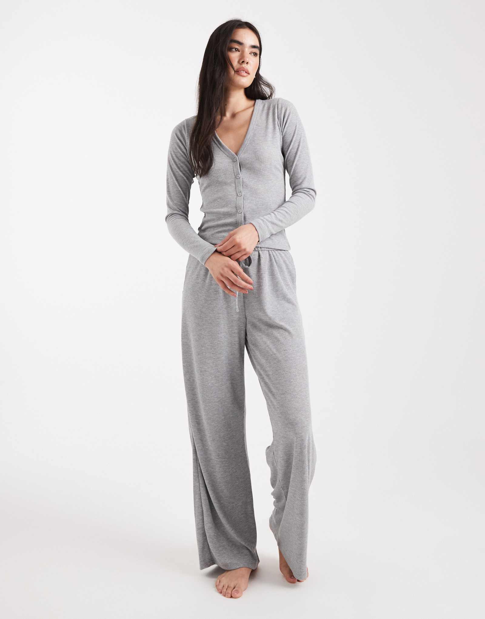 Супер мягкая пижама Brave Soul на пуговицах светло-серого цвета