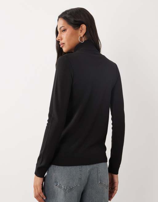 Brave Soul super soft roll neck jumper in black, 4 of 4