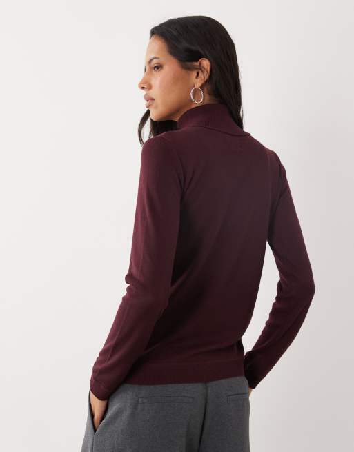 Brave Soul super soft turtle neck sweater in plum, 4 of 4