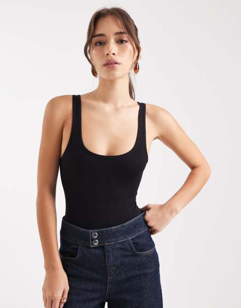 Brave Soul – Svart bodysuit i seamless design och stringtrosa modell med fyrkantig halsringning - view 1