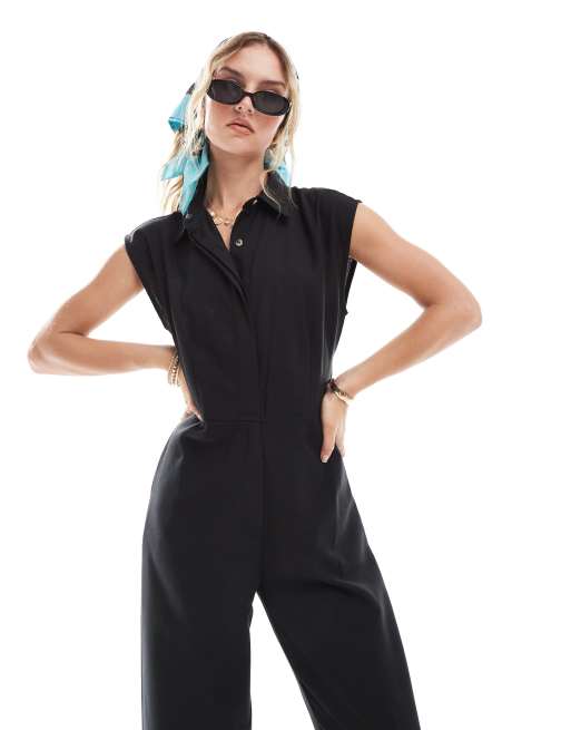 Brave Soul – Svart, figursydd jumpsuit med knäppning, 2 av 4