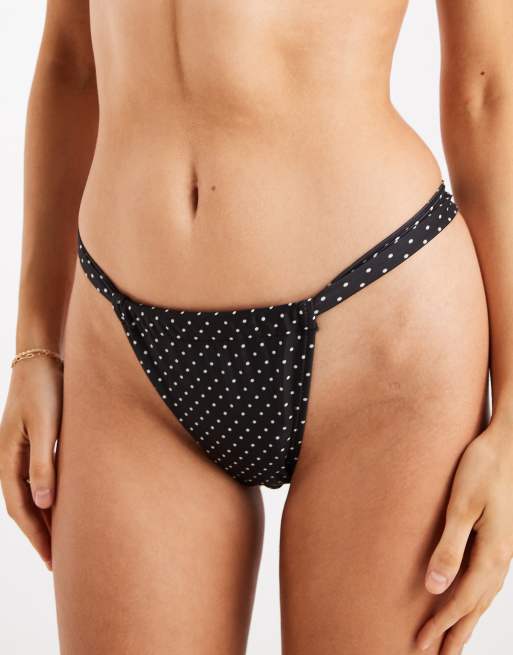 Brave Soul – Svart- och vitprickig bikiniunderdel i tangamodell, 2 av 4