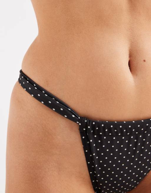 Brave Soul – Svart- och vitprickig bikiniunderdel i tangamodell, 4 av 4