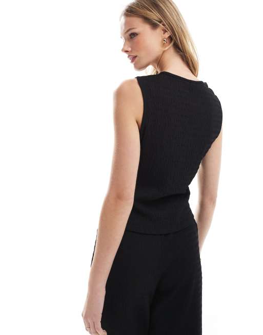 Brave Soul – Svart, texturerad topp med knappar, del av set, 4 av 4
