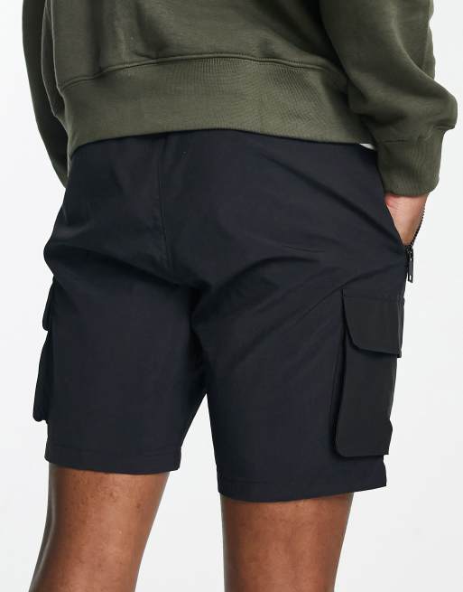 Brave Soul – Svarta cargoshorts med blandad konstruktion, 2 av 4