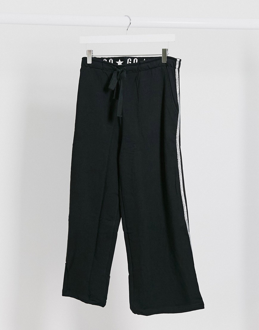 Brave Soul – Svarta culotte-byxor med vida ben och elastisk midja