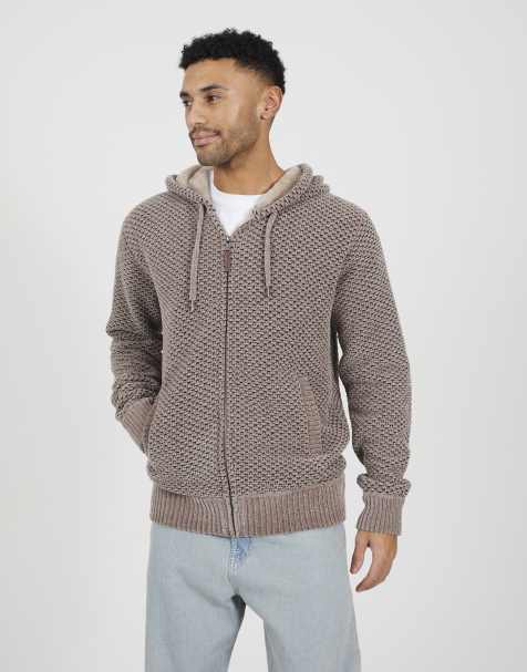 Brave Soul Sweat à capuche en chenille zippé intégral beige - view 1