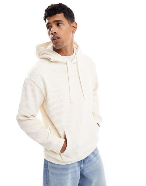 Brave Soul - Sweat à capuche oversize en velours côtelé - Crème