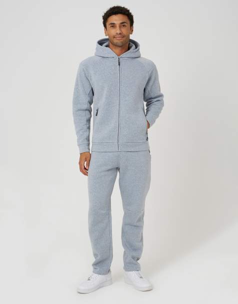 Brave Soul sweat à capuche zippé et jogger ensemble coordonné en gris clair - view 1