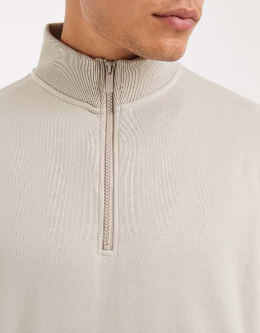 Brave Soul - Sweat à col cheminée zippé - Taupe, 3 de 5