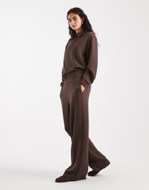 Brave Soul - Sweat d'ensemble en tissu effet néoprène avec col - Marron chocolat, 2 de 4