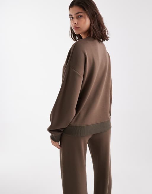 Brave Soul - Sweat en tissu imitation néoprène - Taupe, 4 de 4