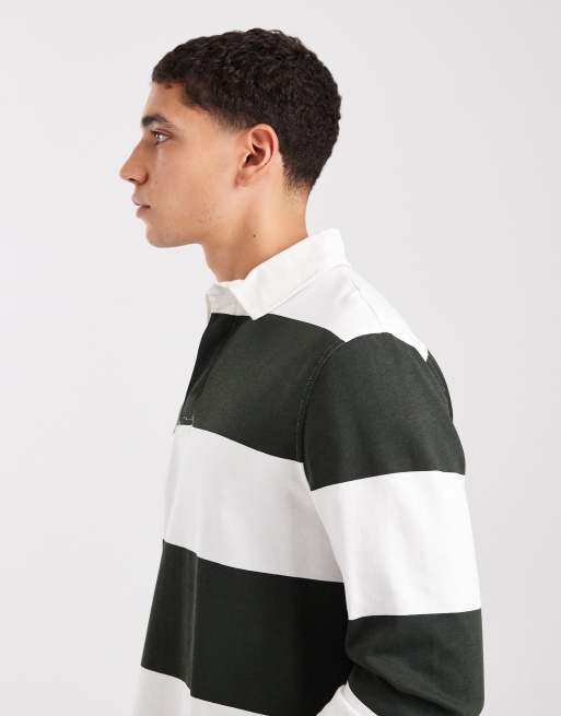 Brave Soul - Sweat style rugby à rayures - Blanc et vert, 4 de 5
