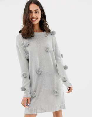 pom pom sweater dress