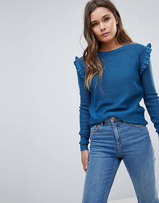 Brave Soul Sweater With Shoulder Frill