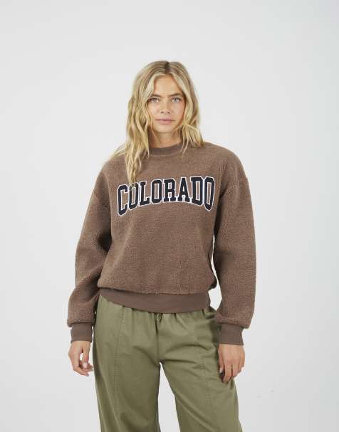 Brave Soul – Sweatshirt aus Teddyfell in Taupe - view 1