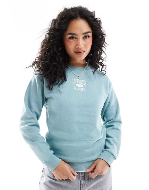 Brave Soul – Sweatshirt in Grün mit „Los Angeles“-Schriftzug - view 1