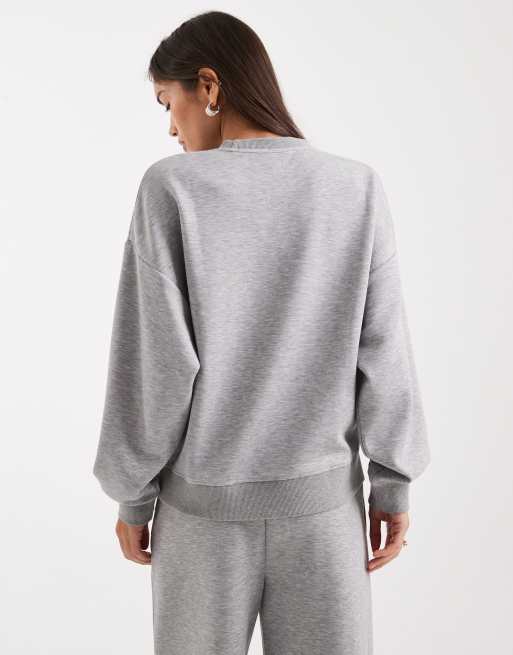 Brave Soul – Sweatshirt in meliertem Grau aus neoprenartigem Material, 4 von 4