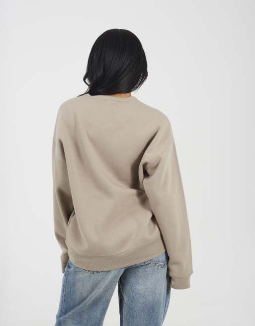 Brave Soul – Sweatshirt in Taupe mit Slogan und Rundhalsausschnitt, 2 von 3