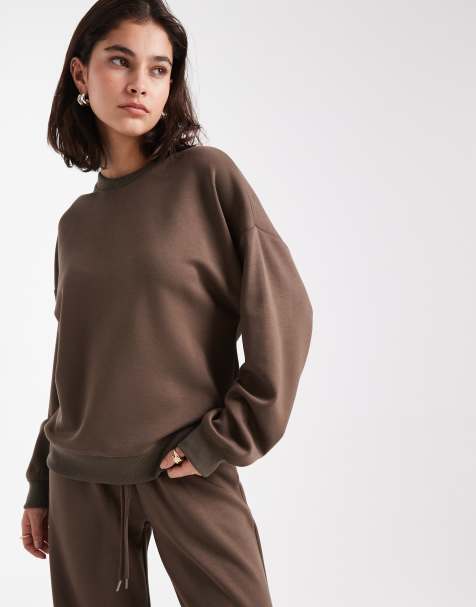 Brave Soul - Sweatshirt van stof in scubastijl in taupe - view 1