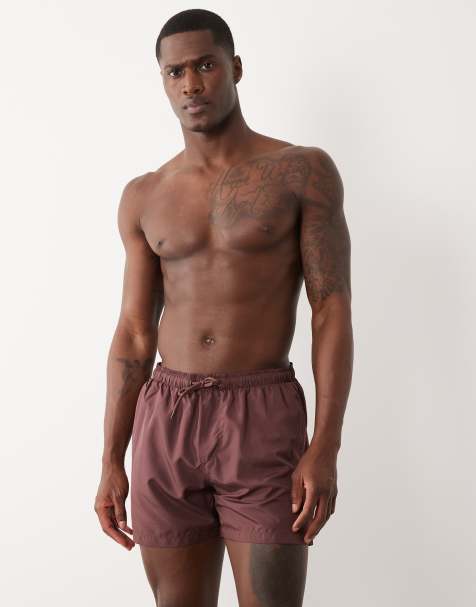Brave Soul swim shorts in burgundy - view 1