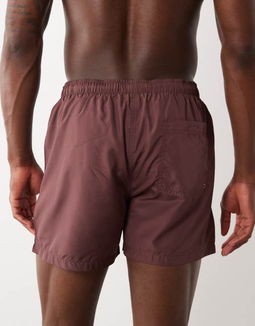 Brave Soul swim shorts in burgundy, 5 of 5
