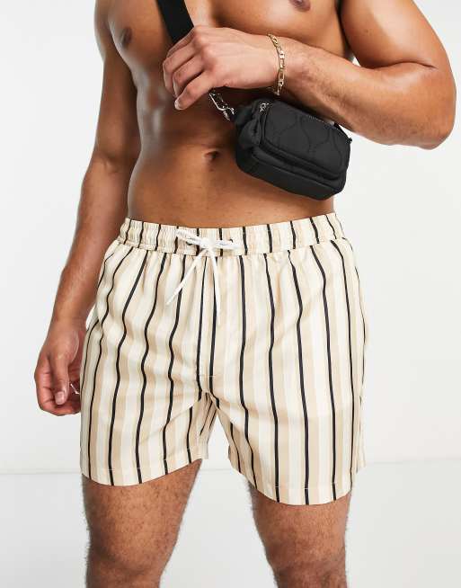 Brave Soul swim shorts in grey stripe
