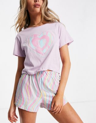 Brave Soul swirl short pyjama set in lilac