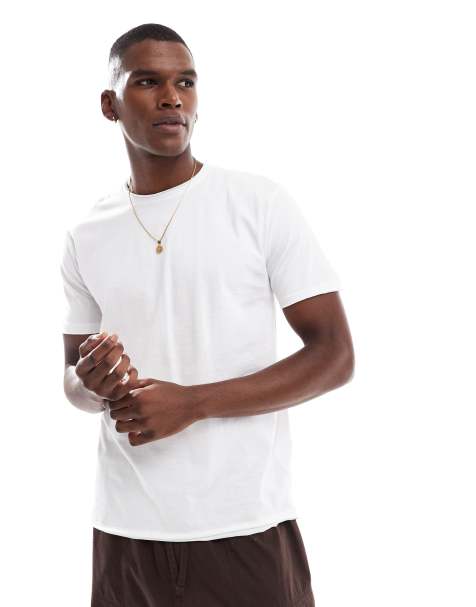 Brave Soul - T-shirt à manches courtes et ourlet brut - Blanc - view 1