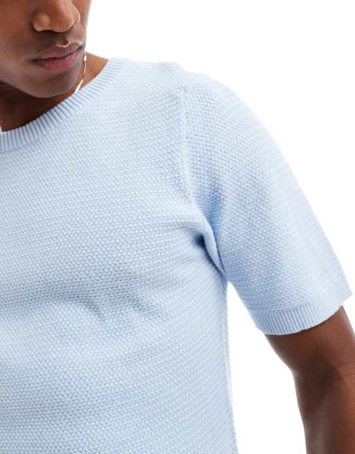 Brave Soul - T-shirt a maniche corte in maglia blu chiaro, 2 di 4