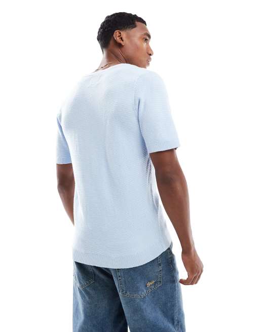 Brave Soul - T-shirt a maniche corte in maglia blu chiaro, 3 di 4