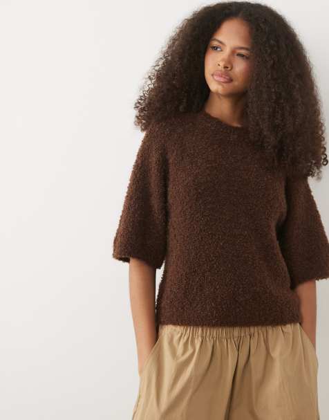 Brave Soul - T-shirt ampia in maglia marrone cioccolato - view 1