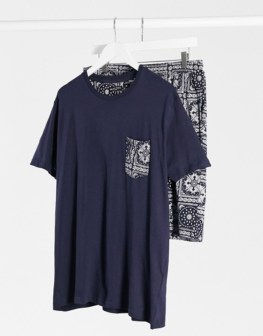 Brave Soul t-shirt and shorts pyjama set in paisley print