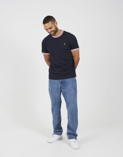 Brave Soul - T-shirt blu navy con profili a contrasto, 3 di 4