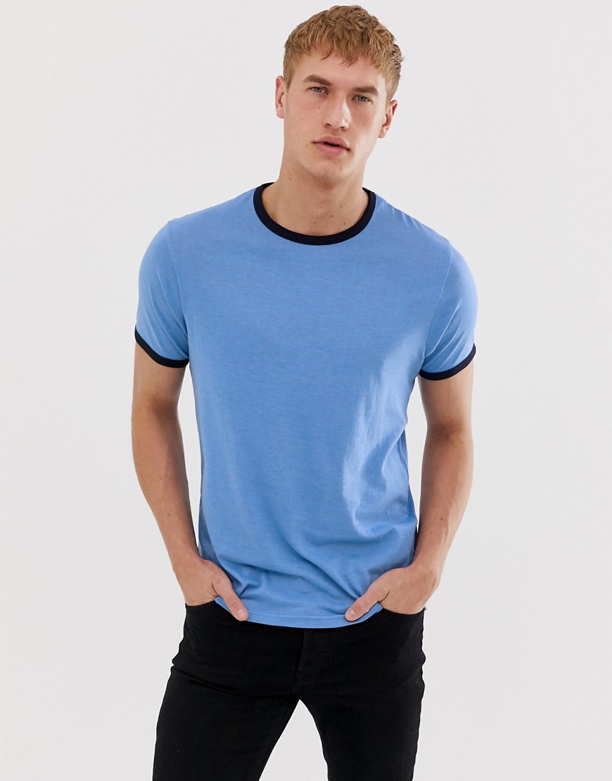 Brave Soul - T-shirt con bordi a contrasto-Blu