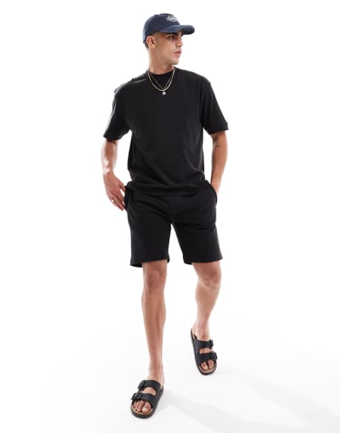 Brave Soul - T-shirt en korte broek van katoenmix in zwart, deel van co-ord set - view 1