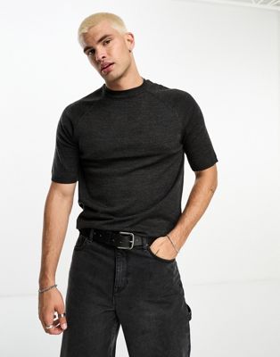 Brave Soul short sleeve knitted t-shirt in charcoal grey - ASOS Price Checker
