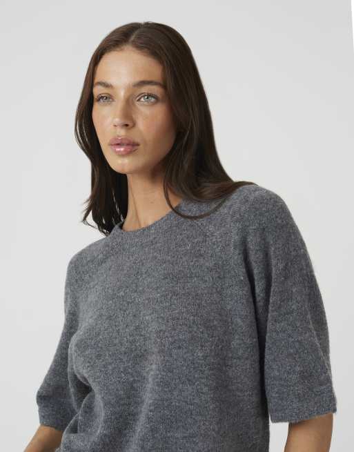 Brave Soul t-shirt en maille coupe ample gris charbon, 4 de 4