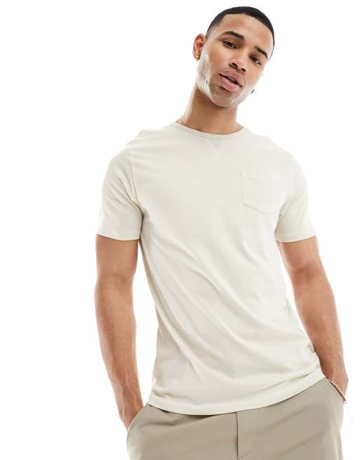Brave Soul - T-shirt girocollo color pietra chiaro con tasca