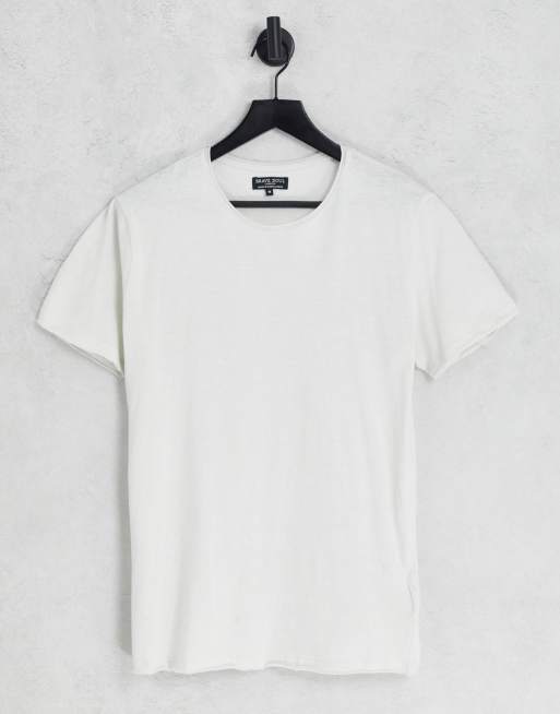 Brave Soul - T-shirt grigio argento con bordi grezzi