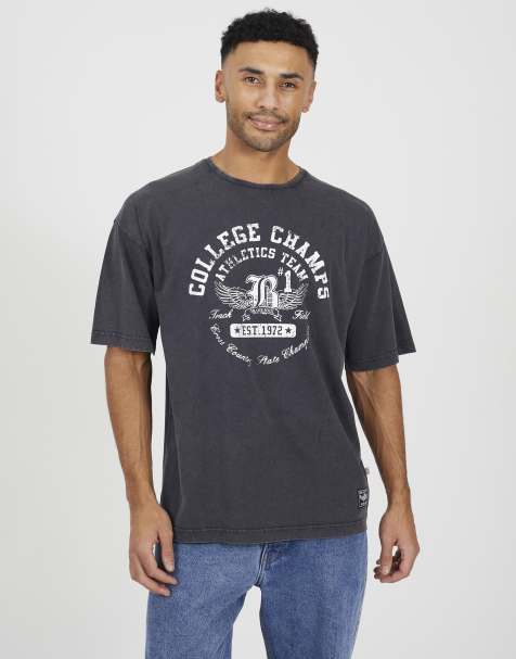 Brave Soul – T-Shirt in Dunkelgrau mit Grafik - view 1