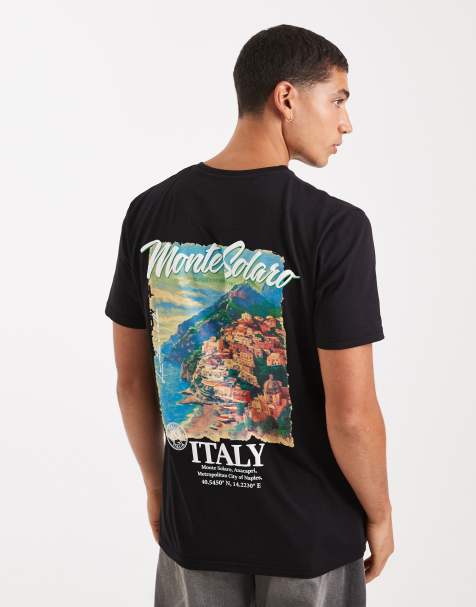 Brave Soul - T-shirt met korte mouwen en Italiaanse print op de rug in zwart - view 1