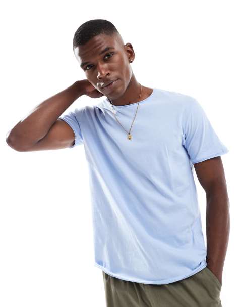 Brave Soul - T-shirt met korte mouwen en onafgewerkte zoom in lichtblauw - view 1