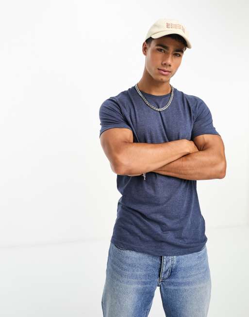 Brave Soul - T-shirt met ronde hals in gemêleerd denim